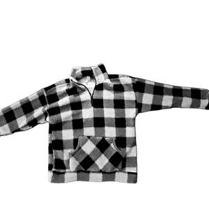 7th Ray Half-Zip Pullover Black/Gray/White Polyester Faux Fleece Women's XL